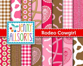 Rodeo Cowgirl Western Digital Paper - Cowgirl Party Paper - Printable Cowgirl Scrapbook Paper - for invites, card making, digital scrapbooks