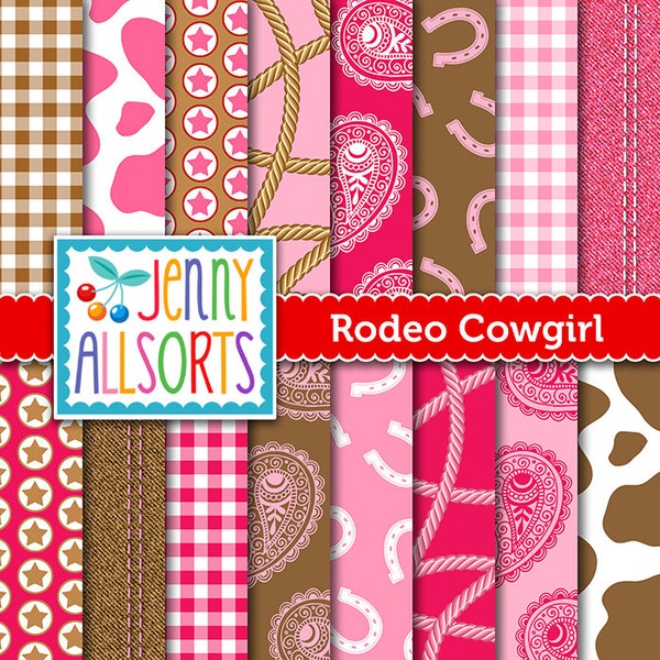 Rodeo Cowgirl Western Digital Paper - Cowgirl Party Paper - Printable Cowgirl Scrapbook Paper - for invites, card making, digital scrapbooks