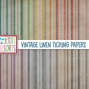 Ensemble de papier numérique à coutil en lin vintage - cottage de ferme shabby chic, motifs de scrapbooking en tissu, arrière-plan numérique tissé antique