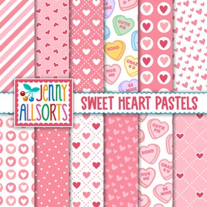 Documenti digitali di San Valentino pastello a cuore dolce in rosa dolce - Download istantaneo per inviti, creazione di cartoline e scrapbooking, documenti stampabili