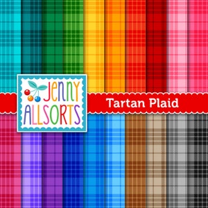 Tartan Plaid Digital Paper Pack - Homespun Plaid, Buffalo Plaid, Scottish Tartan Background, Tartan Scrapbook Paper, Digital Design Download