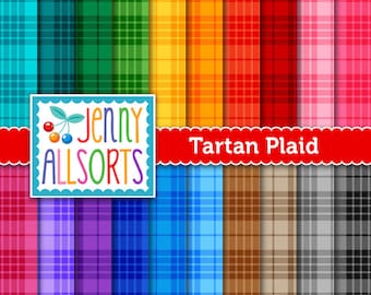 Tartan Plaid Digital Paper Pack - Homespun Plaid, Buffalo Plaid, Scottish Tartan Background, Tartan Scrapbook Paper, Digital Design Download
