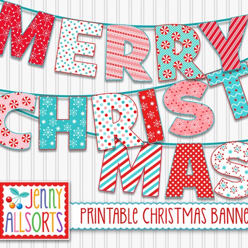 Merry Christmas Printable Banner Digital Christmas Sign - Etsy