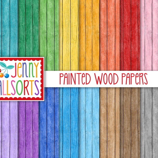 Wood Texture Digital Paper Set, seamless wooden texture patterns in 20 colors, painted wood plank digital background design, printable paper