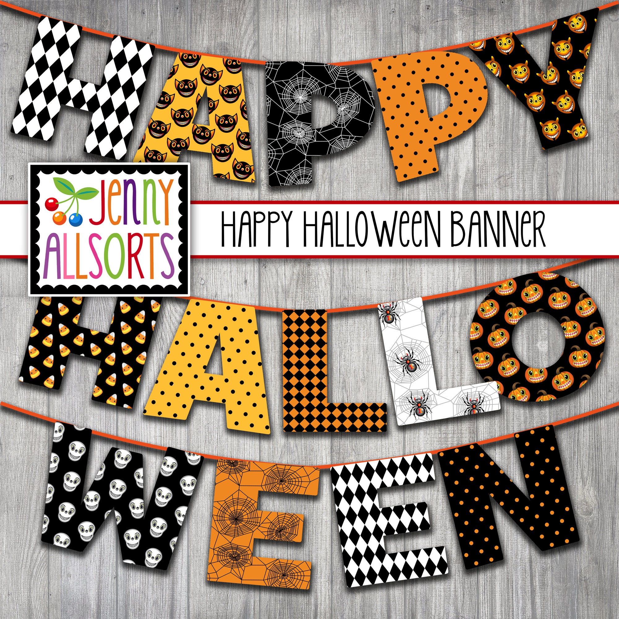 Happy Halloween Printable Banner Digital Halloween Sign Etsy