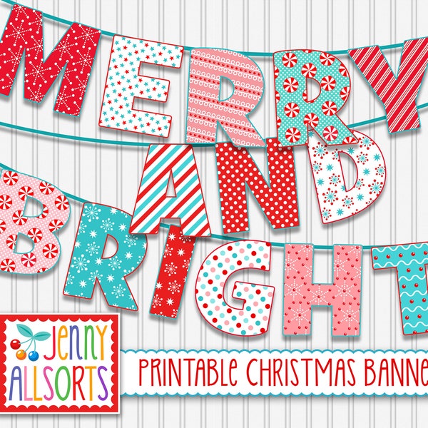 Merry and Bright Banner - Etsy