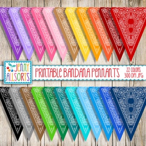 Bandana Wimpelkette zum Ausdrucken - 22 Farben - Cowboy Western Girlande, Bandana Wimpel, Cowboy Party, sofort download, print zu Hause