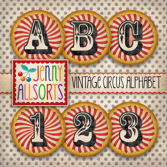 Vintage Circus Alphabet Clipart 6 Inch Digitale Circus - Etsy België