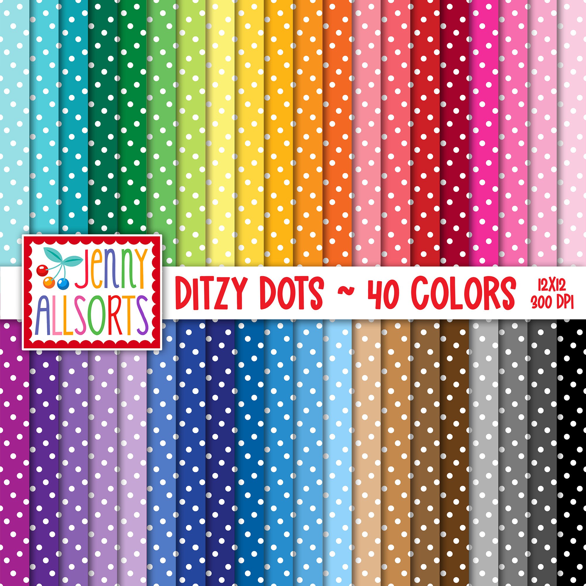 Scatter Ditzy Dot Digital Paper Pack - 40 Seamless Polka Dotted Sheets ...