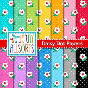 Daisy Dot Digital Printable Papers - Scrapbook Papercraft - Instant Download