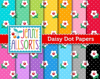 Daisy Dot Digital Printable Papers - Scrapbook Papercraft - Instant Download