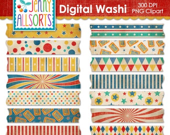 Vintage Circus Washi Tape Digital Clip Art, Graphic Download, Clipart Digital Washi Tape scrapbook, carnival washi, shabby circus washi tape