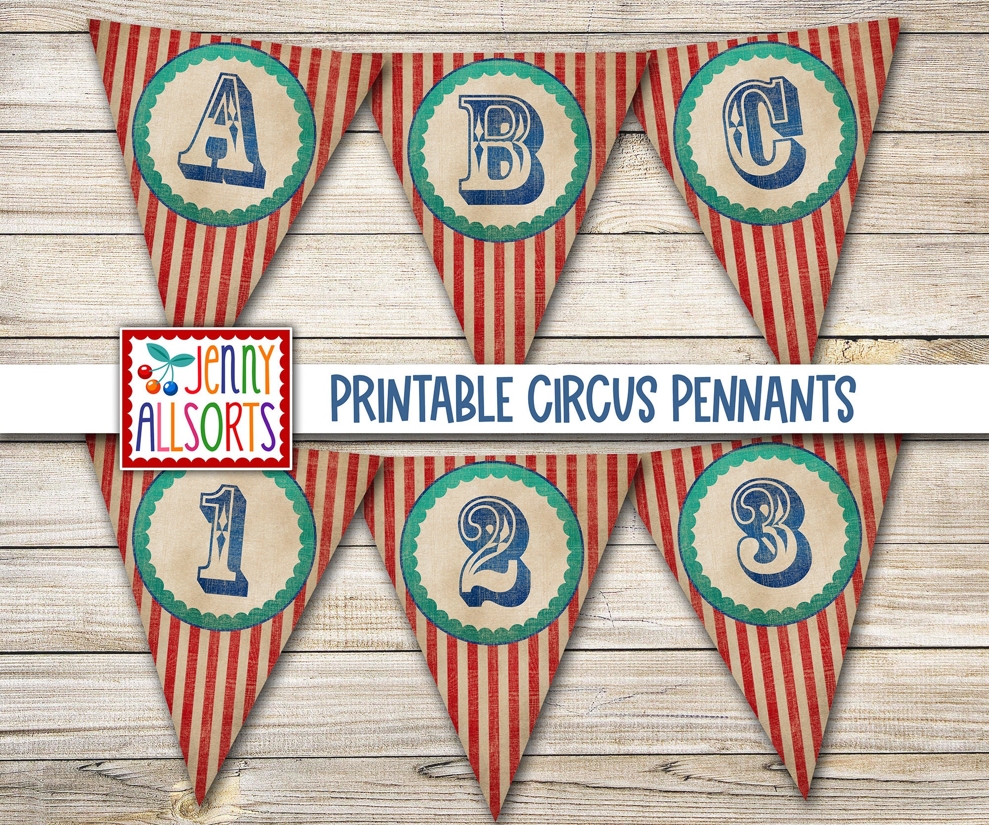 Printable Vintage Circus Pennants - Letters & Numbers