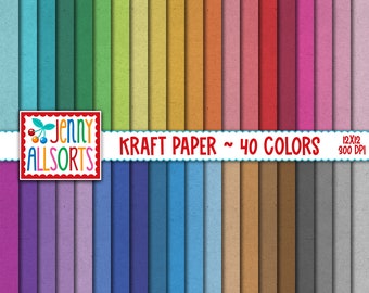Vintage Kraft Digital Paper Set - 40 Colors - shabby chic farmhouse cottage, grunge pattern scrapbook designs, worn paper backgrounds