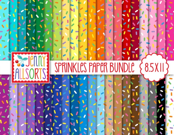 Sprinkles Digital Paper Pack 8.5x11 40 Color Bundle, printable cupcake  sprinkles scrapbook paper, sweet colorful sprinkle digital background