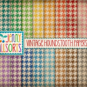 Pacchetto di carta digitale Vintage Houndstooth: motivi intrecciati usurati, carta tweed retrò, carta in tessuto invecchiato vintage, sfondo vintage per abbigliamento maschile
