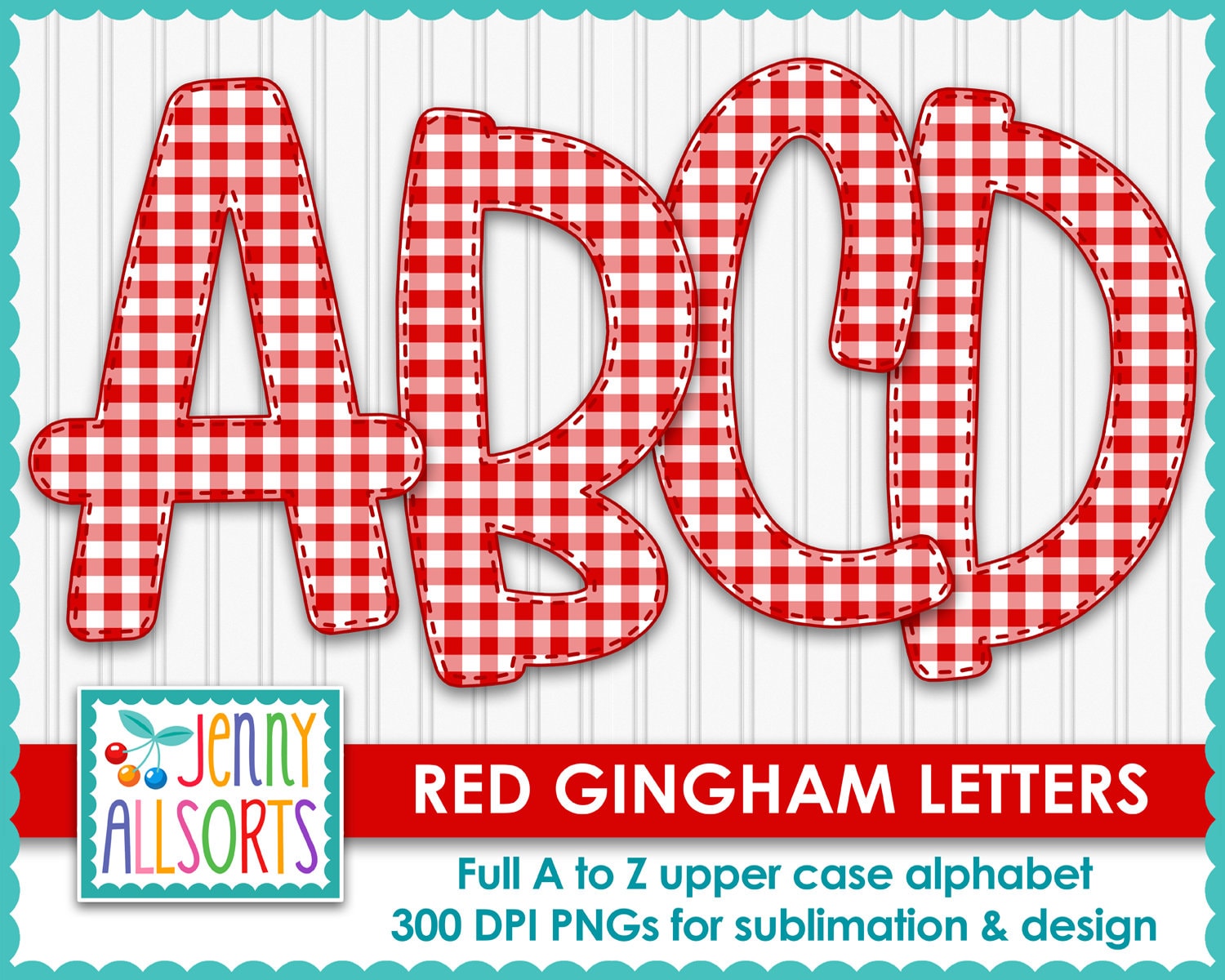 Red Gingham Digital Alphabet for sublimation & design Etsy