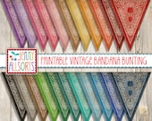 Printable Vintage Bandana Pennant Bunting 22 Colors Vintage - Etsy