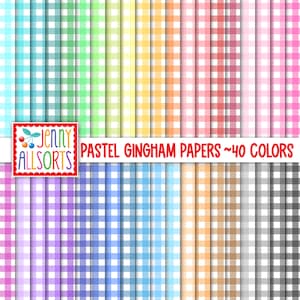 Pastell Gingham Digital Paper Pack - 40 Farben Bundle, druckbares Gingham Scrapbook Papier, kariertes, kariertes, nahtloses Gingham, digitale Hintergründe
