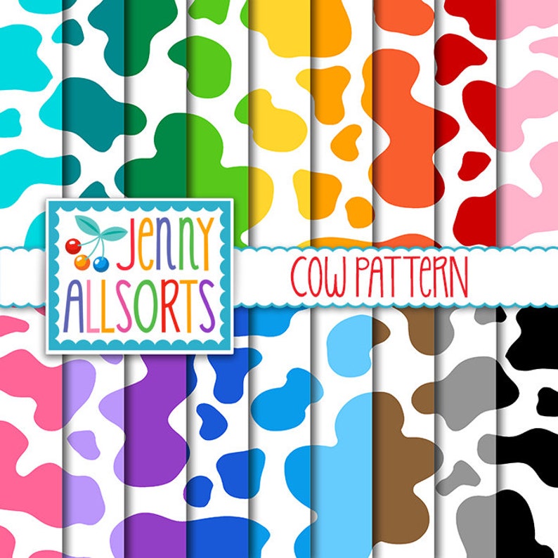 Download Cow Pattern Digital Design Papers in Bright Colors cowhide ...