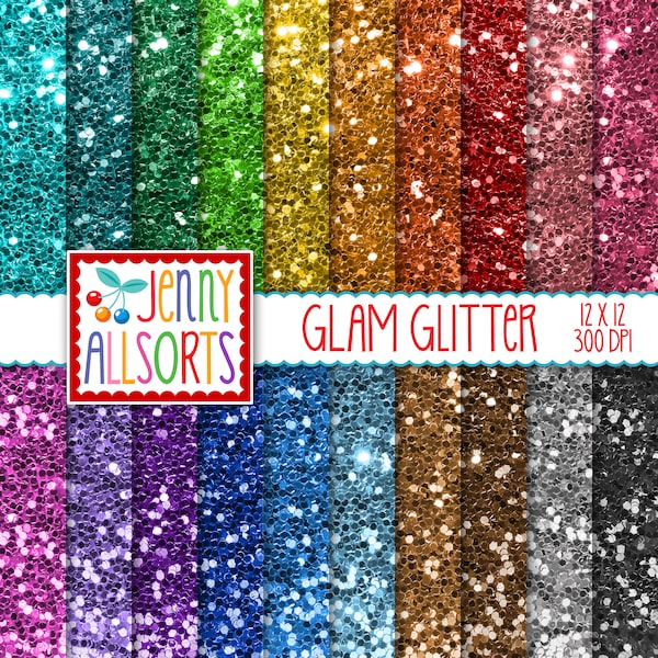 Glam Glitter Digital paper, 20 sequin texture papers, shiny rainbow colors, digital scrapbooking paper, glittery paper, sparkle backgrounds