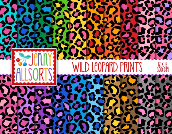 Wild Leopard Digital Design Papers, Bright Color Animal Print for Design &  Digital Scrapbooking, Vivid Cheetah Digital Background Patterns