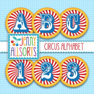 Alfabeto de circo clipart - letras de circo digitales - clip art para álbum de recortes - imprimible - descarga instantánea