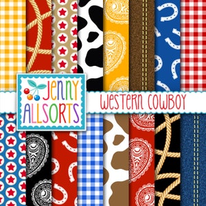 Western Cowboy Digital Paper Pack - Cowboy Party Papier - druckbares Cowboy Scrapbook Papier - für Einladungen, Kartengestaltung, digitale Scrapbooks