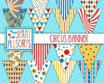 Printable Circus Banner - Digital Circus Bunting - Printable Party Decor - Pennant Flag Banner - Colorful Circus Pennants - Print at Home