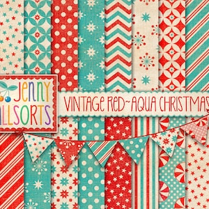 Download Vintage Christmas Digital Paper Set Clipart 20 Printable Etsy