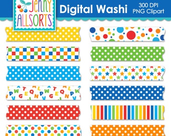 Primary Colors Washi Tape Digital Clip Art Graphic Download, Clipart Digital Washi Tape scrapbook Supplies, Digital Supplies, Back to School