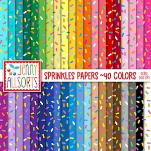 Sprinkles Digital Paper Pack 12x12 40 Color Bundle, printable cupcake sprinkles scrapbook paper, sweet colorful sprinkles digital background