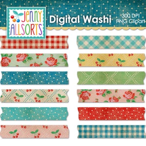 Vintage boerderij Washi Tape digitale illustraties, grafische download, clipart digitale Washi Tape plakboek, shabby cottage digitale washi randen