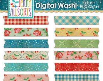 Imágenes prediseñadas digitales de cinta washi de estilo rústico vintage, descarga de gráficos, imágenes prediseñadas digitales de cinta washi para álbum de recortes, bordes washi digitales de estilo rústico descuidado