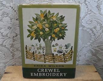 Crewel Embroidery, Embroidery book by Erica Wilson, vintage how to embroidery book
