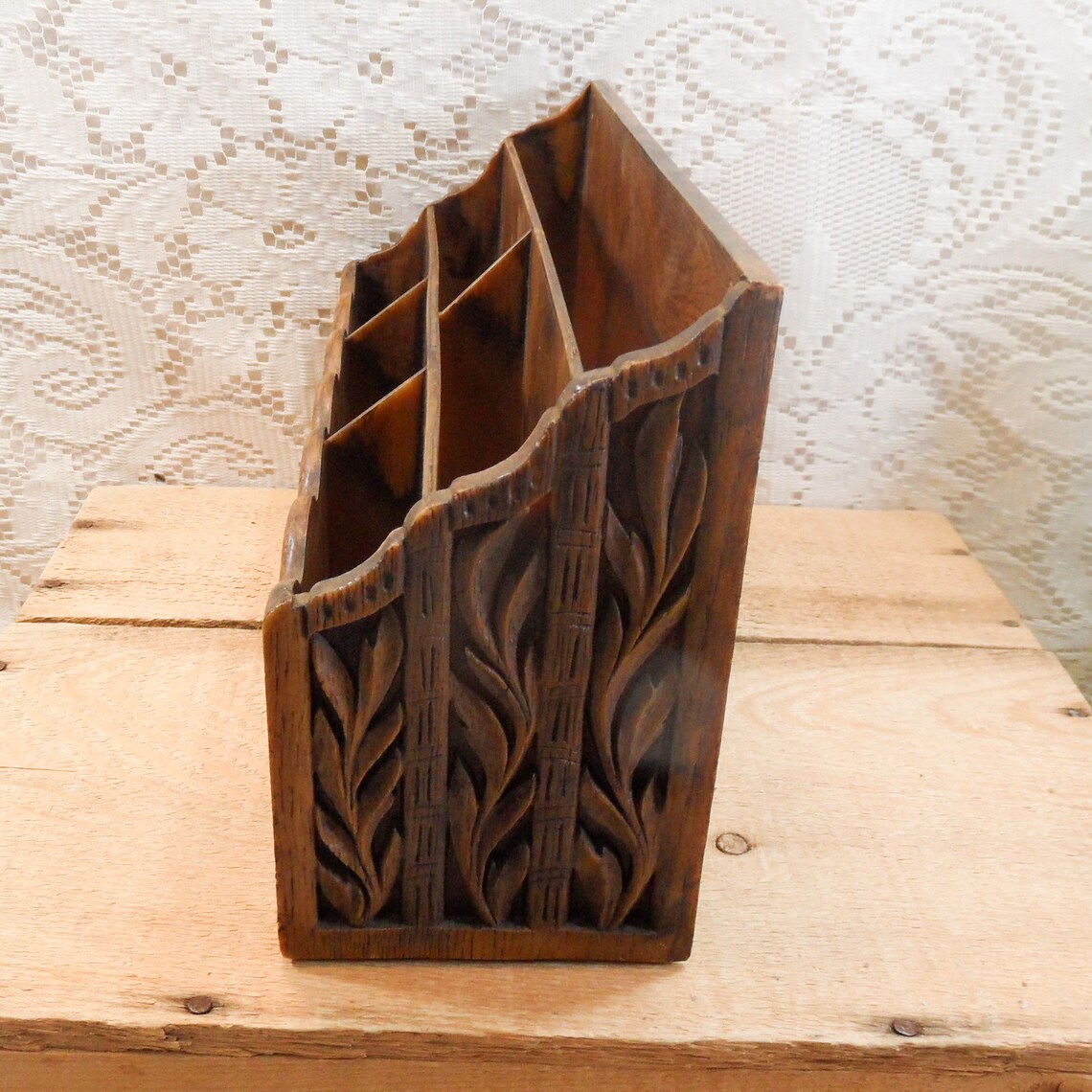 Lerner Faux wood desk organizer Letter holder Etsy