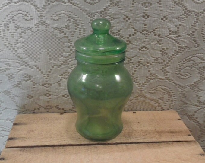 Glass Canister / Apothecary Jar Green Glass Jar Etsy