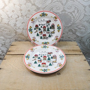 Jamestown Christmas China, Jamestown salad plates, set of 2, Holiday tableware, Vintage dinning, Holiday winter dishes, Vintage Christmas