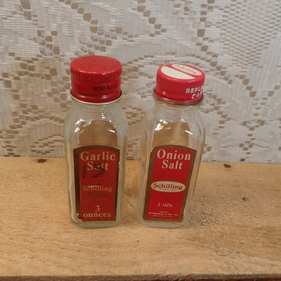 Vintage Schilling garlic salt shaker jar