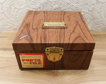 Metal file box, Ballonoff Portafile, Faux wood grain file box, Office tool, Money box, square metal box, Made in Cleveland Ohio