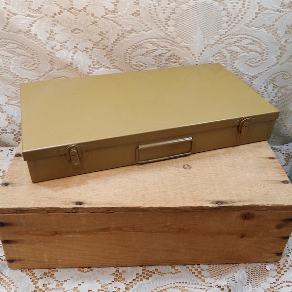 35 mm slide box, Metal file box, Slide organizer, Slide film holder, Atco/Logan slide box, Gold steel storage box