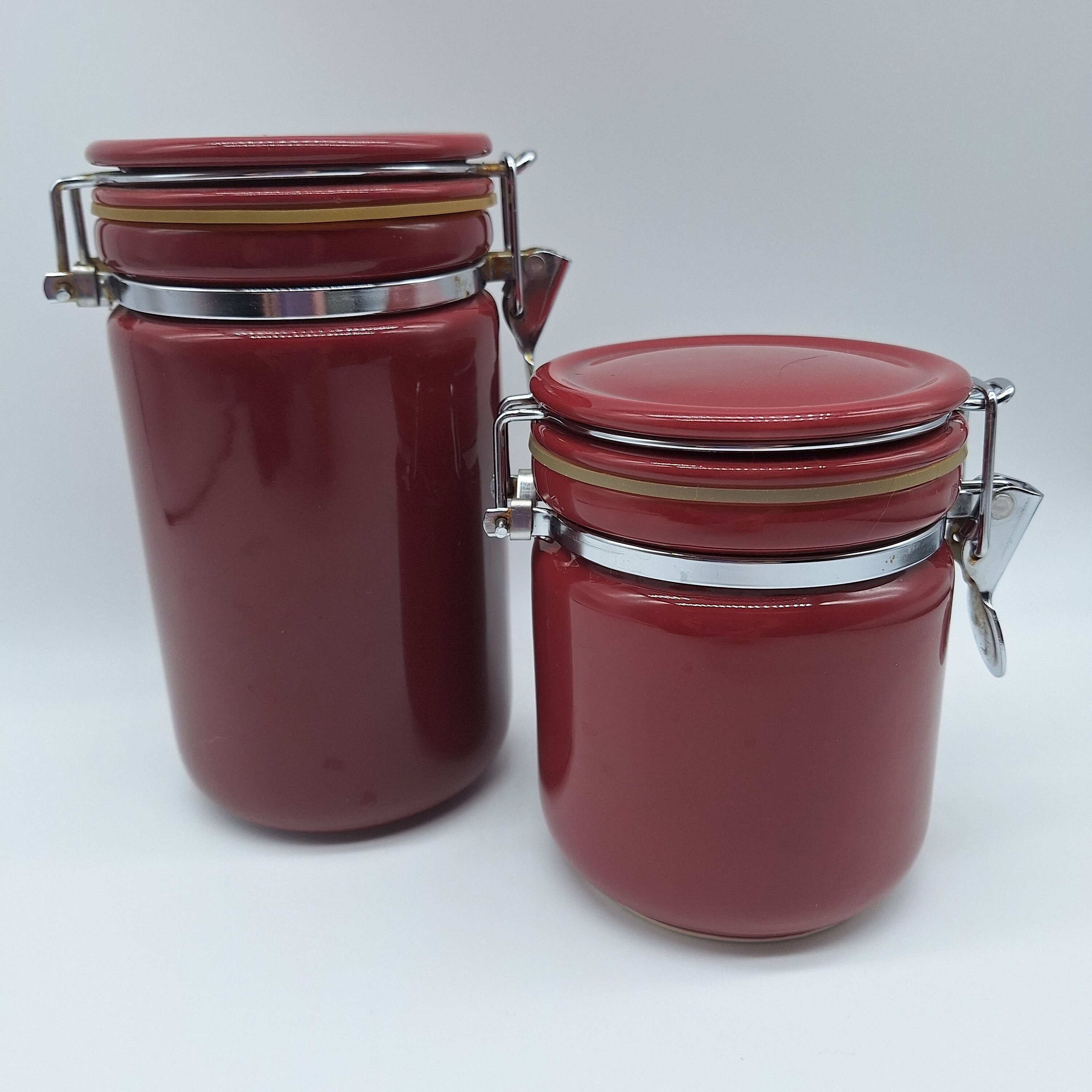 Hinged Lid Canister, Bee House Canister, Maroon Canister, Ceramic