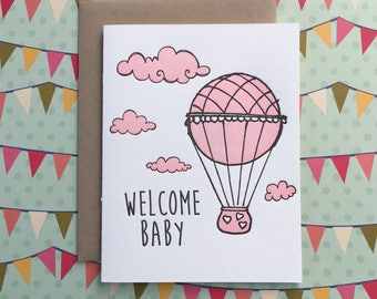 Welcome Baby Balloon - letterpress card