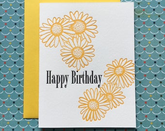 Gerber Daisy Birthday Letterpress Card