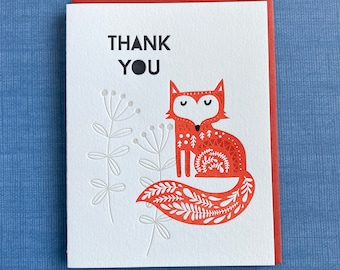 Thank You Fancy Fox - letterpress card