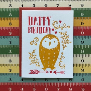 Owl Birthday Letterpress Card