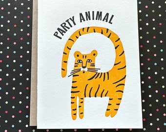 Party Animal Tiger Letterpress Card