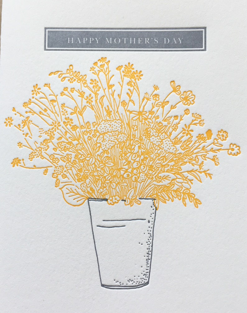 Mother's Day Bucket of Flowers letterpress card image 3