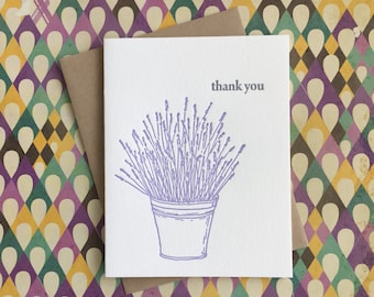 Thank You Lavender Letterpress Card