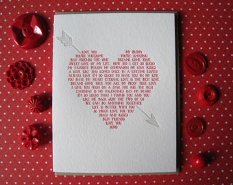 Heart Love Story - letterpress card